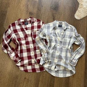 Abercrombie & Fitch Boyfriend Flannel Shirts, Size Small, Set of 2